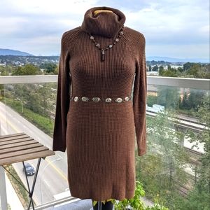 EUC Dex Knit Midi Turtleneck Sweater Dress